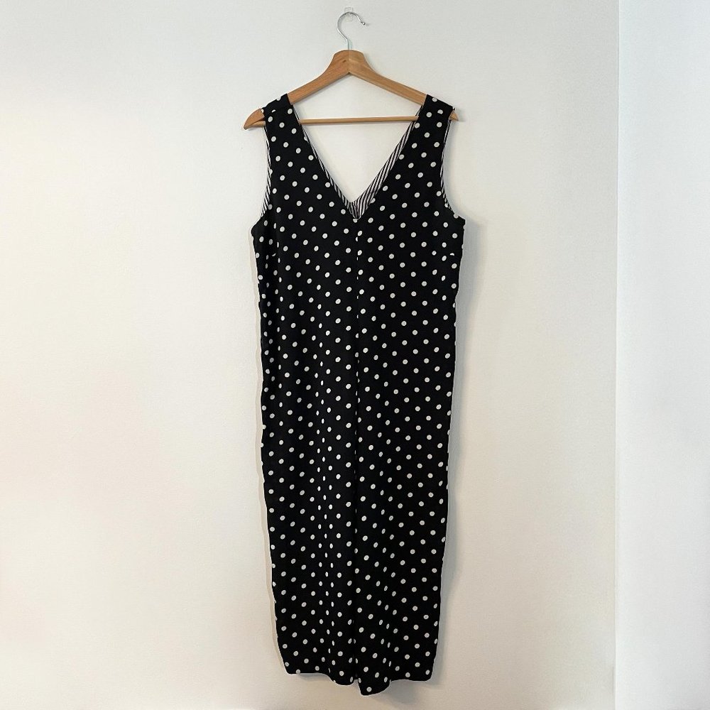 Y.A.S. (via ASOS) Cropped Wide-LegJumpsuit | Black & White Polka Dots | Size L